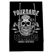 ネームパーソナライズされたバイキング北欧ウォリアー伝統 ミディアムペーパーバッグ (裏面)