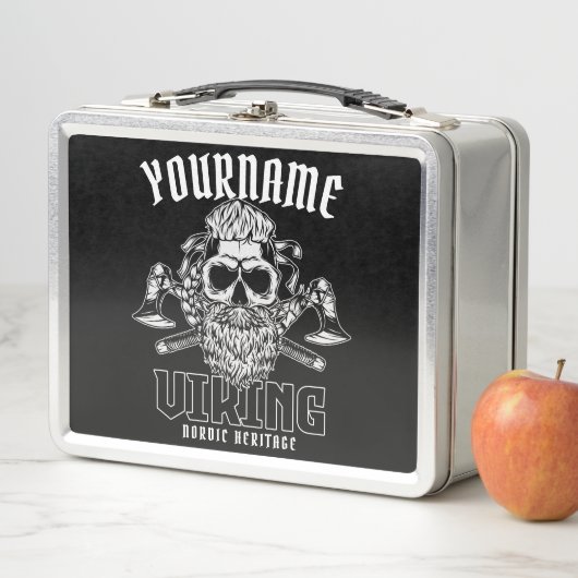 ネームパーソナライズされたバイキング北欧ウォリアー伝統 メタルランチボックス (インサイチュ)
