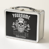 ネームパーソナライズされたバイキング北欧ウォリアー伝統 メタルランチボックス (正面)