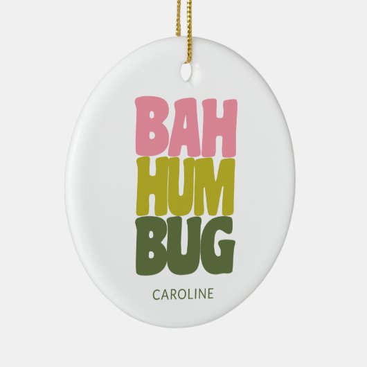 ネームパーソナライズされたバフンバグクリスマス引用文 セラミックオーナメント (右)