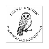 ネームパーソナライズされたバーンフクロウ差出人住所スタンプ セルフインキングスタンプ (デザイン)