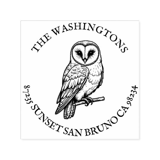 ネームパーソナライズされたバーンフクロウ差出人住所スタンプ セルフインキングスタンプ (デザイン)