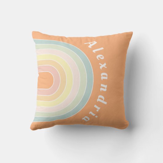 ネームパーソナライズされたパステルレインボーレトロ クッション (裏面)