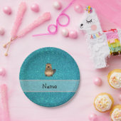 ネームパーソナライズされたビーバーターコイズグリッター ペーパープレート (パーティー)