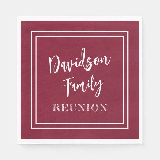 ネームパーソナライズされたファミリーイベントブルゴーニュ紙 スタンダードランチョンナプキン (正面)