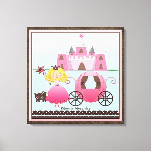 ネームパーソナライズされたフェアリープリンセスキャッスルカスタム キャンバスプリント (正面)