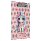 ネームパーソナライズされたフェアリーベビーユニコーンきらめく クリップボード (右)