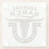 ネームパーソナライズされたブルステアスカルウエスタンランチ ガラスコースター (裏面)