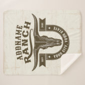 ネームパーソナライズされたブルステアスカルウエスタンランチ シェルパブランケット (正面(横))