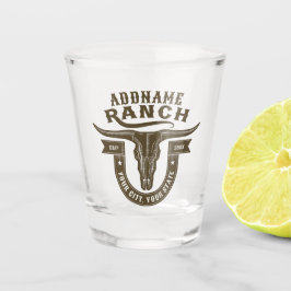 ネームパーソナライズされたブルステアスカルウエスタンランチ ショットグラス