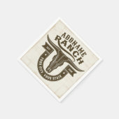 ネームパーソナライズされたブルステアスカルウエスタンランチ スタンダードカクテルナプキン (角)