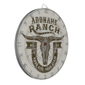 ネームパーソナライズされたブルステアスカルウエスタンランチ ダーツボード (正面左)