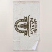 ネームパーソナライズされたブルステアスカルウエスタンランチ ビーチタオル (正面)