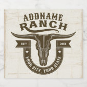 ネームパーソナライズされたブルステアスカルウエスタンランチ ビールラベル (シングルラベル)