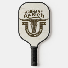 ネームパーソナライズされたブルステアスカルウエスタンランチ ピックルボールラケット