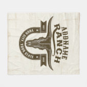 ネームパーソナライズされたブルステアスカルウエスタンランチ フリースブランケット (正面(横))