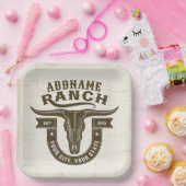 ネームパーソナライズされたブルステアスカルウエスタンランチ ペーパープレート (パーティー)