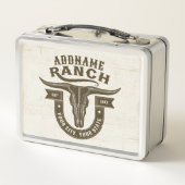 ネームパーソナライズされたブルステアスカルウエスタンランチ メタルランチボックス (裏面)