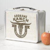 ネームパーソナライズされたブルステアスカルウエスタンランチ メタルランチボックス (インサイチュ)