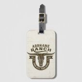 ネームパーソナライズされたブルステアスカルウエスタンランチ ラゲッジタグ (正面縦)