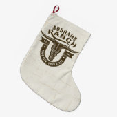 ネームパーソナライズされたブルステアスカルウエスタンランチ ラージクリスマスストッキング (正面 (吊り時))