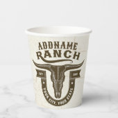 ネームパーソナライズされたブルステアスカルウエスタンランチ 紙コップ (正面)