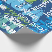 ネームパーソナライズされたブルーグリーンサブウェイアートデザイン ラッピングペーパー (角)