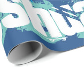 ネームパーソナライズされたブルーグリーンサブウェイアートデザイン ラッピングペーパー (ロールコーナー)