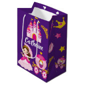 ネームパーソナライズされたプリンセスキャッスルバースデーパーティー ミディアムペーパーバッグ (正面アングル)