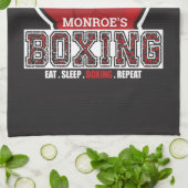 ネームパーソナライズされたボクサーボクシンググラブ賞戦闘機 キッチンタオル (折り畳み)