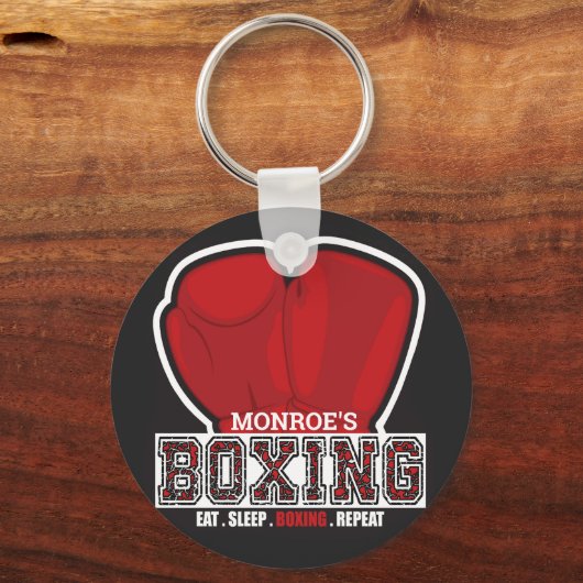 ネームパーソナライズされたボクサーボクシンググラブ賞戦闘機 キーホルダー (正面)