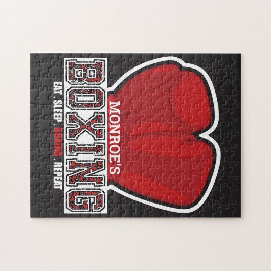 ネームパーソナライズされたボクサーボクシンググラブ賞戦闘機 ジグソーパズル (横)