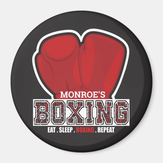 ネームパーソナライズされたボクサーボクシンググラブ賞戦闘機 マグネット (正面)