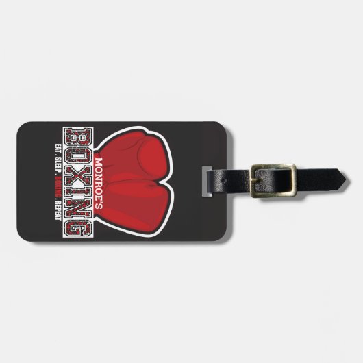 ネームパーソナライズされたボクサーボクシンググラブ賞戦闘機 ラゲッジタグ (正面横)