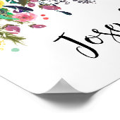 ネームパーソナライズされたボホフローラベッドルーム子供部屋アート ポスター (角)