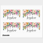 ネームパーソナライズされたボホフローラベッドルーム子供部屋アート 長方形シール (シート)
