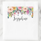 ネームパーソナライズされたボホフローラベッドルーム子供部屋アート 長方形シール (バッグ)