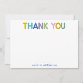 ネームパーソナライズされたミニマリストレインボータイポグラフィ サンキューカード (正面)