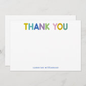 ネームパーソナライズされたミニマリストレインボータイポグラフィ サンキューカード (正面/裏面)
