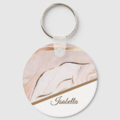ネームパーソナライズされたラックスマーブルバラ金ゴールド キーホルダー (正面)