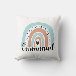 ネームパーソナライズされたレインボーハートブルーピーチ クッション