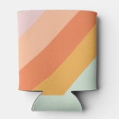 ネームパーソナライズされたレトロストライプパステルミントピーチ 缶クーラー (裏面)