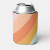 ネームパーソナライズされたレトロストライプパステルミントピーチ 缶クーラー (缶裏面)