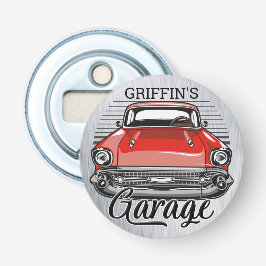 ネームパーソナライズされたレトロレッドクラシック車庫 栓抜き