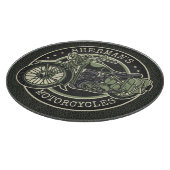 ネームパーソナライズされたレトロ軍隊バイクバイクもしくは自転車に乗る人 カッティングボード (角)