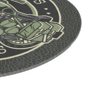 ネームパーソナライズされたレトロ軍隊バイクバイクもしくは自転車に乗る人 カッティングボード (角)