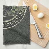 ネームパーソナライズされたレトロ軍隊バイクバイクもしくは自転車に乗る人 キッチンタオル (四つ折り)