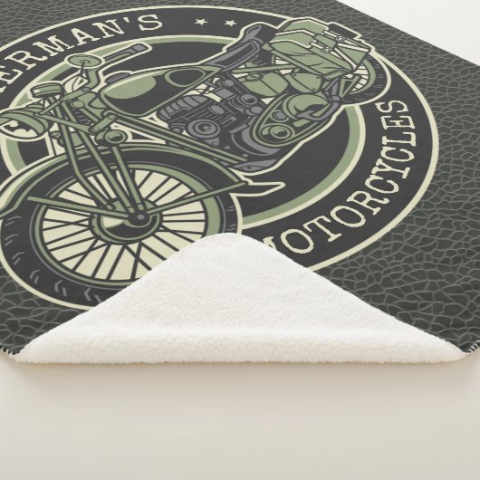 ネームパーソナライズされたレトロ軍隊バイクバイクもしくは自転車に乗る人 シェルパブランケット (3/4)