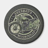 ネームパーソナライズされたレトロ軍隊バイクバイクもしくは自転車に乗る人 マグネット (正面)