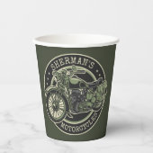 ネームパーソナライズされたレトロ軍隊バイクバイクもしくは自転車に乗る人 紙コップ (正面)